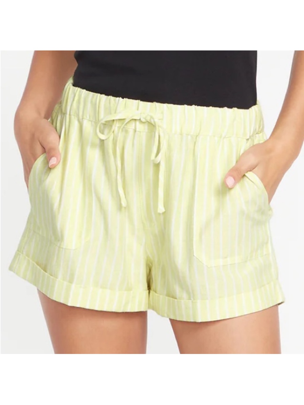 Volcom Large Shorts Sunday Strut Short In Citron Pockets Elastic Waistband Nwt